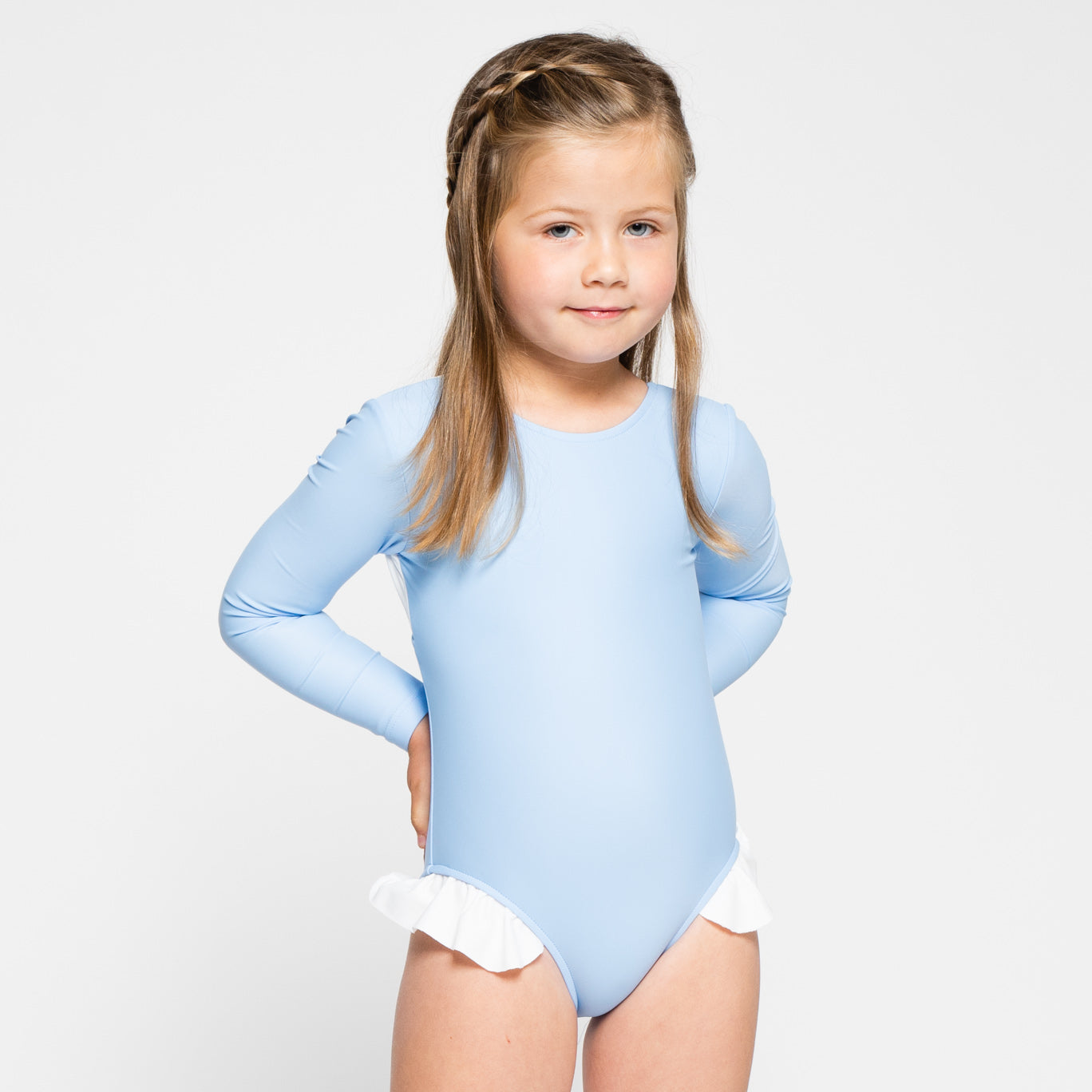 maillot de baño de manga larga azul sostenible