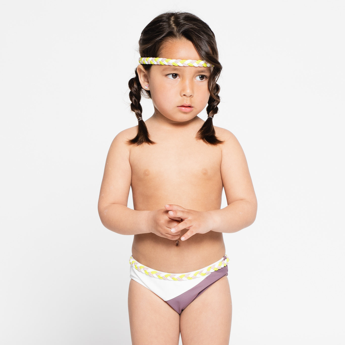 culetín de baño niña rosa y morado sostenible
