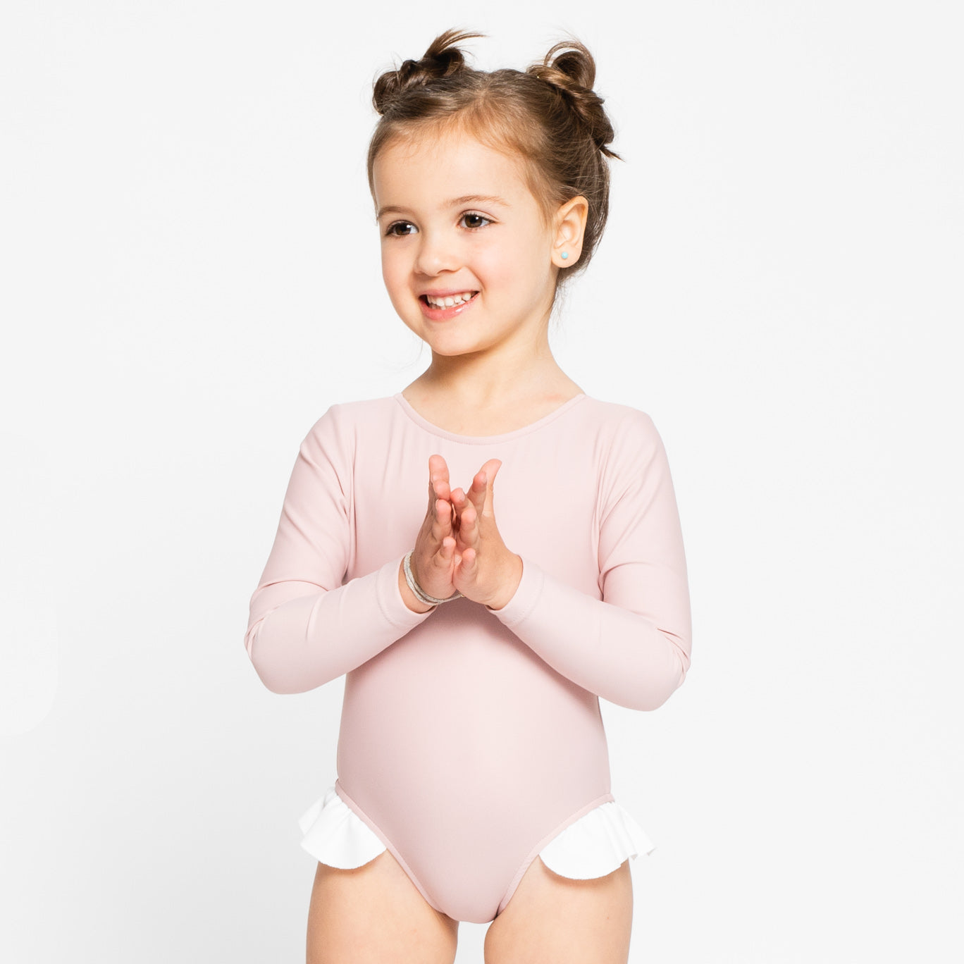maillot de baño de manga larga rosa sostenible