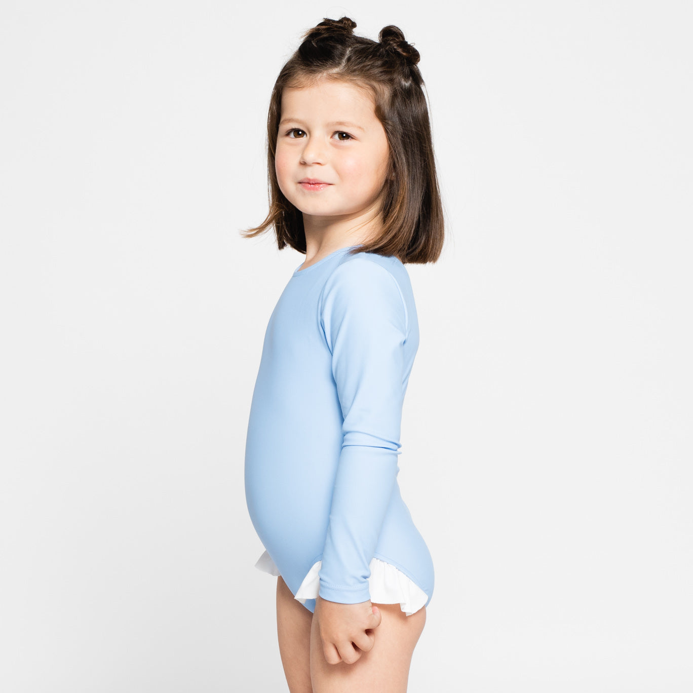 maillot de baño de manga larga azul sostenible