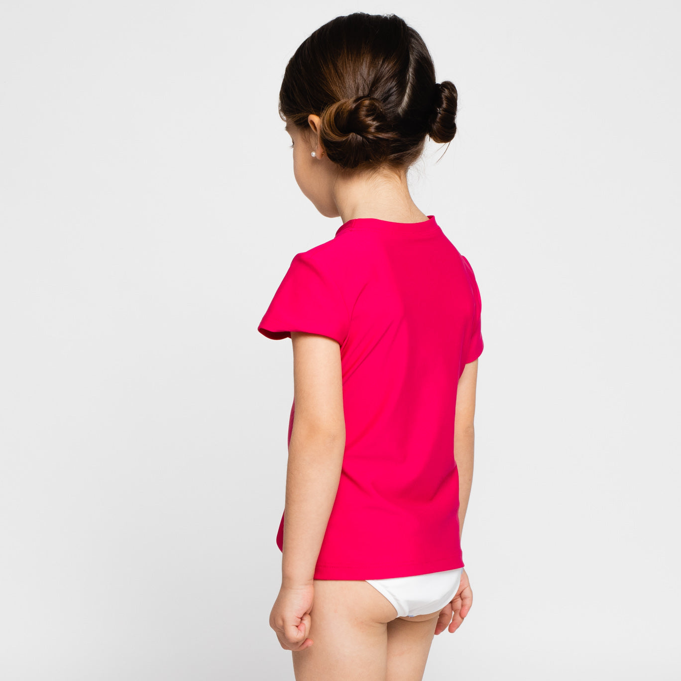 camiseta de baño protectora UPF50 fucsia sostenible